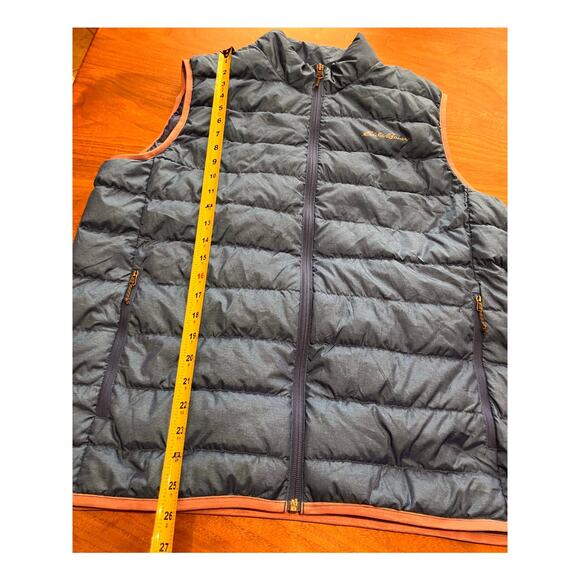 Eddie Bauer Puffer Vest Men's Large Blue Quilted Down Full Zip Outdoor Hiking - Picture 5 of 7